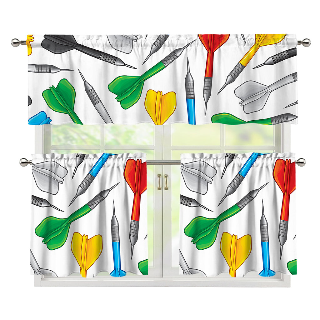 Colorful Darts Pattern Print 3 Piece Kitchen Curtains