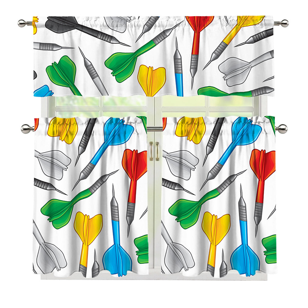 Colorful Darts Pattern Print 3 Piece Kitchen Curtains