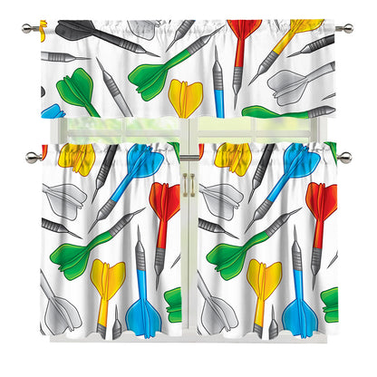 Colorful Darts Pattern Print 3 Piece Kitchen Curtains