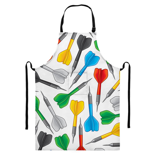 Colorful Darts Pattern Print Bib Apron With Pocket