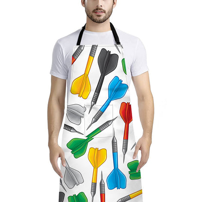Colorful Darts Pattern Print Bib Apron With Pocket