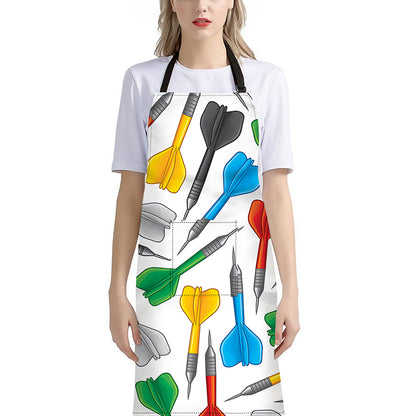 Colorful Darts Pattern Print Bib Apron With Pocket