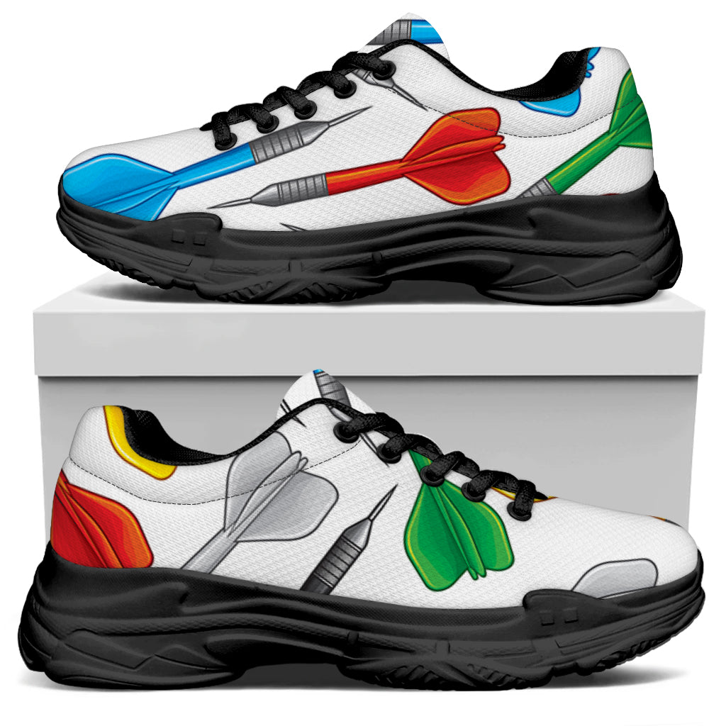 Colorful Darts Pattern Print Black Chunky Shoes