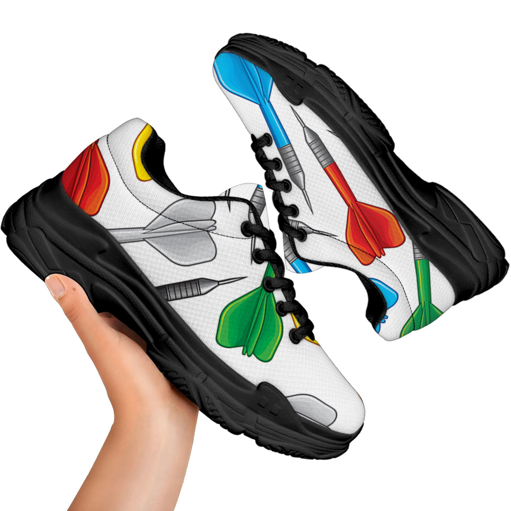 Colorful Darts Pattern Print Black Chunky Shoes