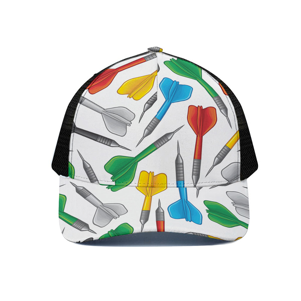 Colorful Darts Pattern Print Black Mesh Trucker Cap