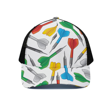 Colorful Darts Pattern Print Black Mesh Trucker Cap