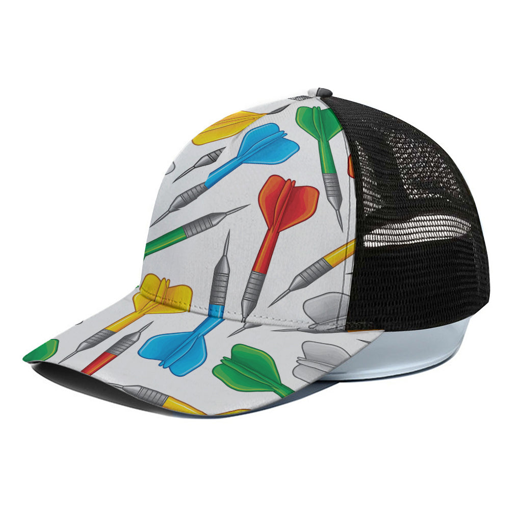 Colorful Darts Pattern Print Black Mesh Trucker Cap
