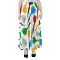Colorful Darts Pattern Print Chiffon Maxi Skirt