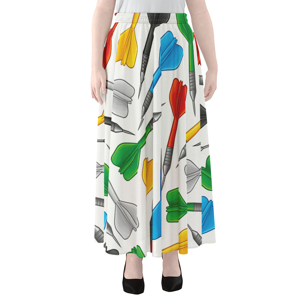 Colorful Darts Pattern Print Chiffon Maxi Skirt