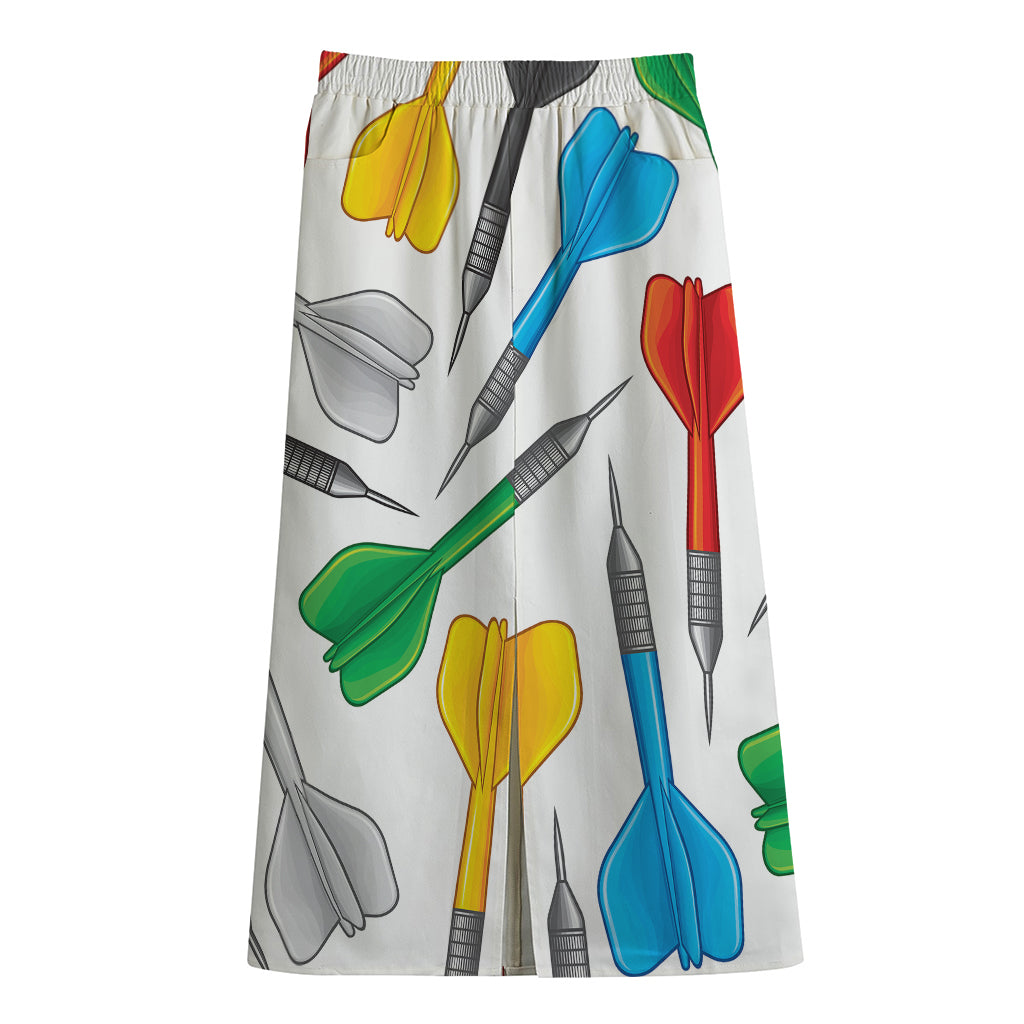 Colorful Darts Pattern Print Cotton Front Slit Maxi Skirt