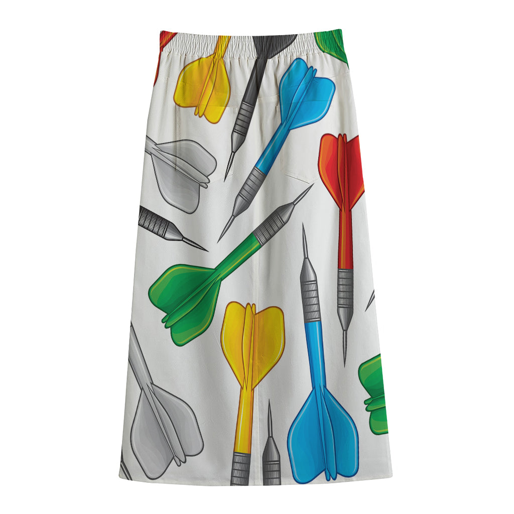 Colorful Darts Pattern Print Cotton Front Slit Maxi Skirt