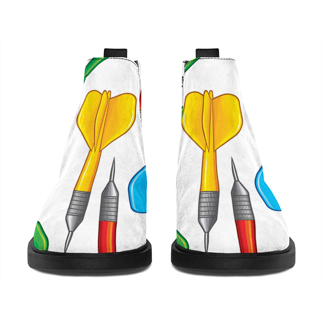 Colorful Darts Pattern Print Flat Ankle Boots