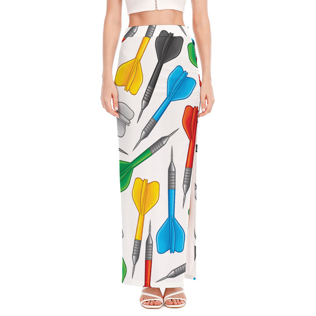 Colorful Darts Pattern Print High Slit Maxi Skirt