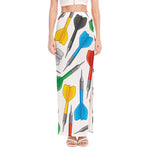 Colorful Darts Pattern Print High Slit Maxi Skirt