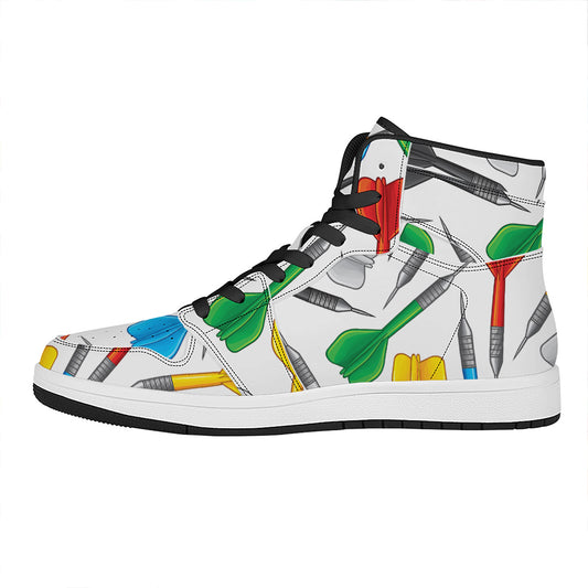 Colorful Darts Pattern Print High Top Leather Sneakers