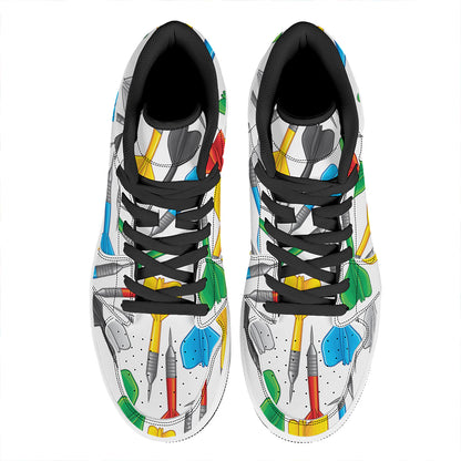 Colorful Darts Pattern Print High Top Leather Sneakers