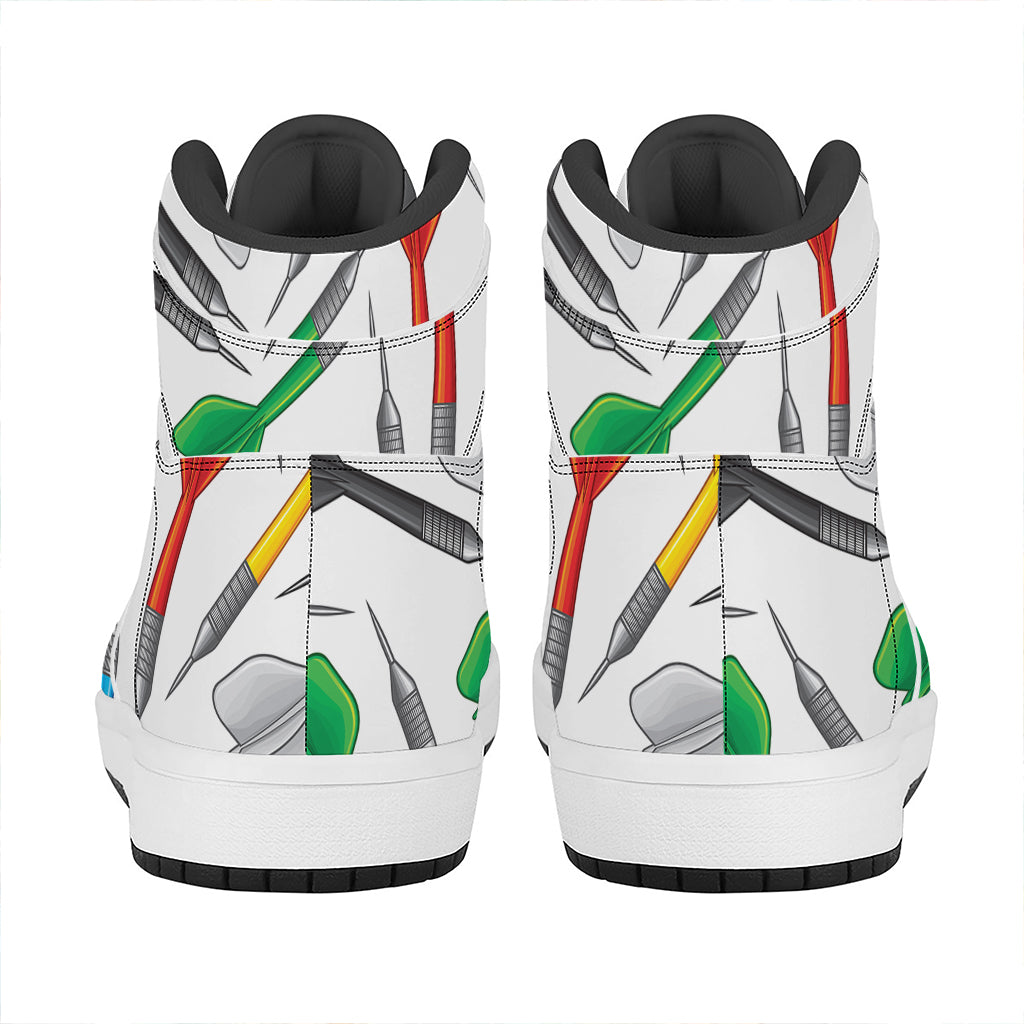 Colorful Darts Pattern Print High Top Leather Sneakers