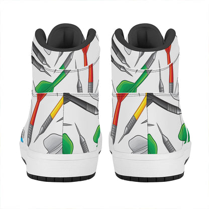 Colorful Darts Pattern Print High Top Leather Sneakers
