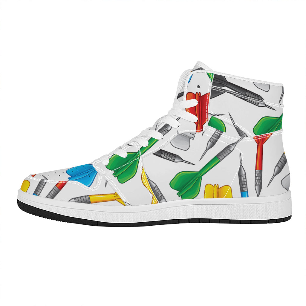 Colorful Darts Pattern Print High Top Leather Sneakers