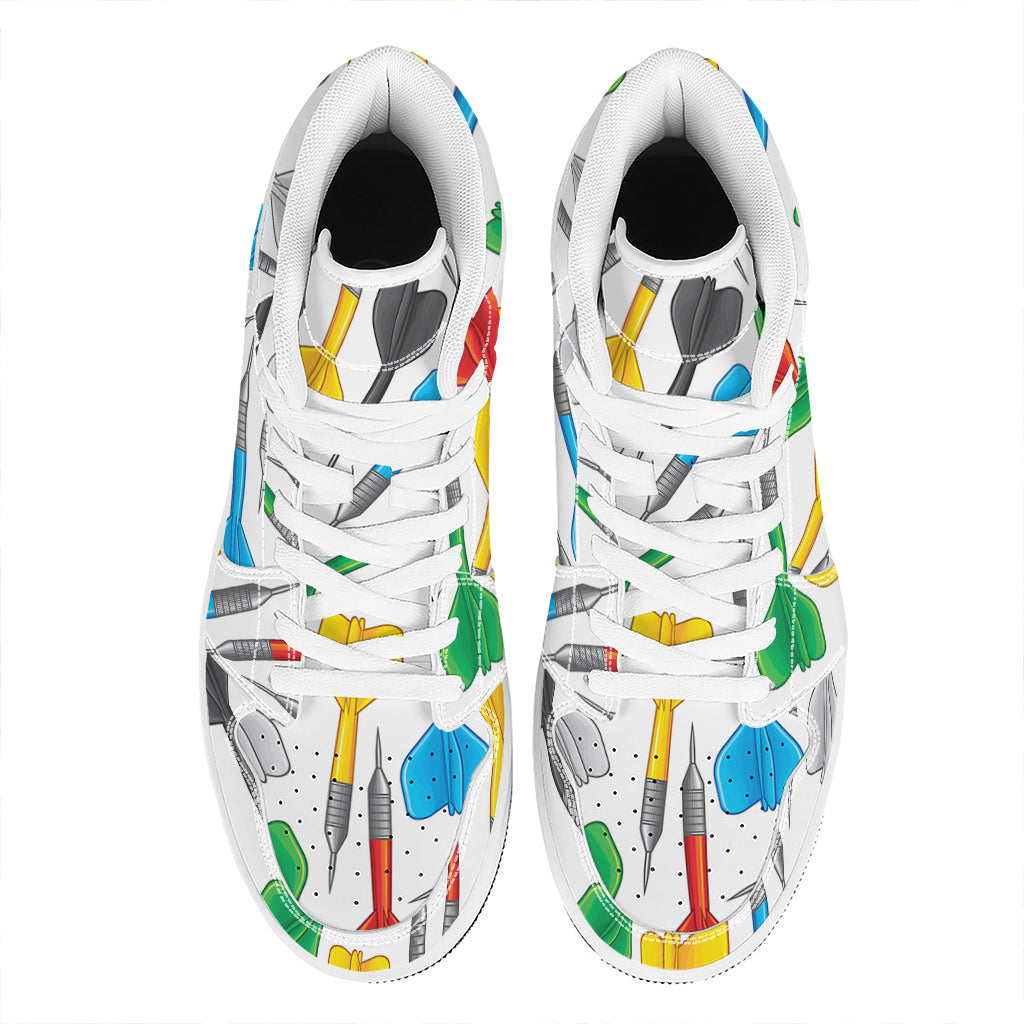 Colorful Darts Pattern Print High Top Leather Sneakers