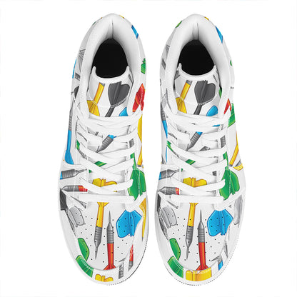 Colorful Darts Pattern Print High Top Leather Sneakers