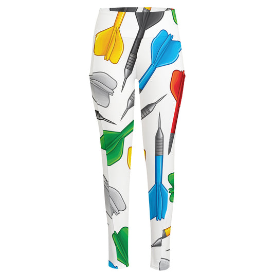 Colorful Darts Pattern Print High-Waisted Pocket Leggings