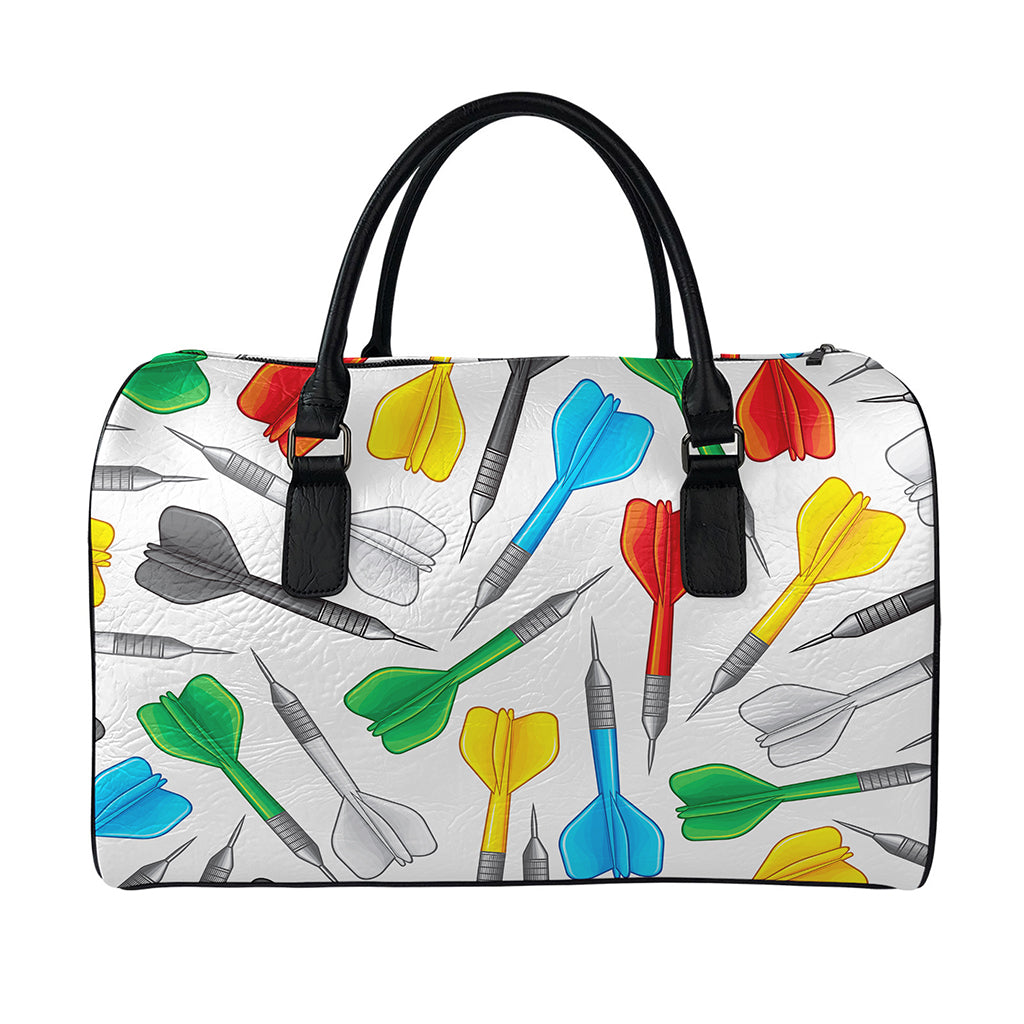 Colorful Darts Pattern Print Leather Duffle Bag