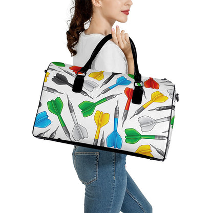 Colorful Darts Pattern Print Leather Duffle Bag