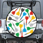 Colorful Darts Pattern Print Leather Spare Tire Cover