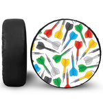 Colorful Darts Pattern Print Leather Spare Tire Cover
