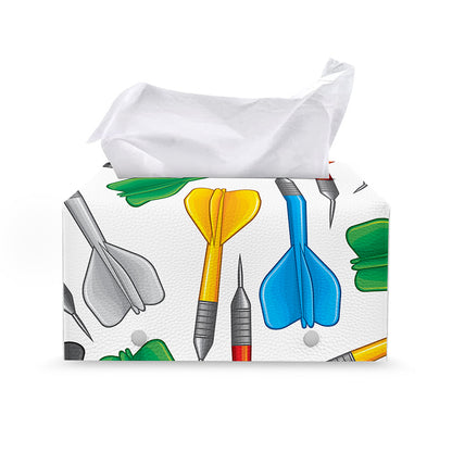 Colorful Darts Pattern Print Leather Tissue Box Cover