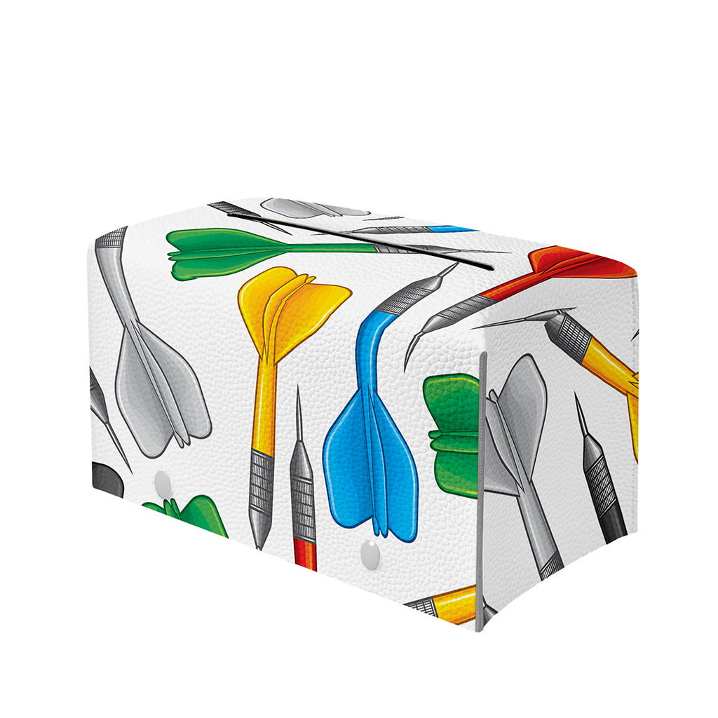 Colorful Darts Pattern Print Leather Tissue Box Cover