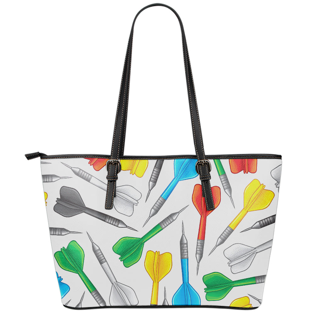 Colorful Darts Pattern Print Leather Tote Bag