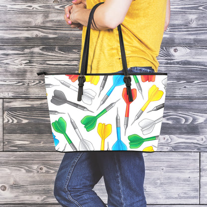 Colorful Darts Pattern Print Leather Tote Bag