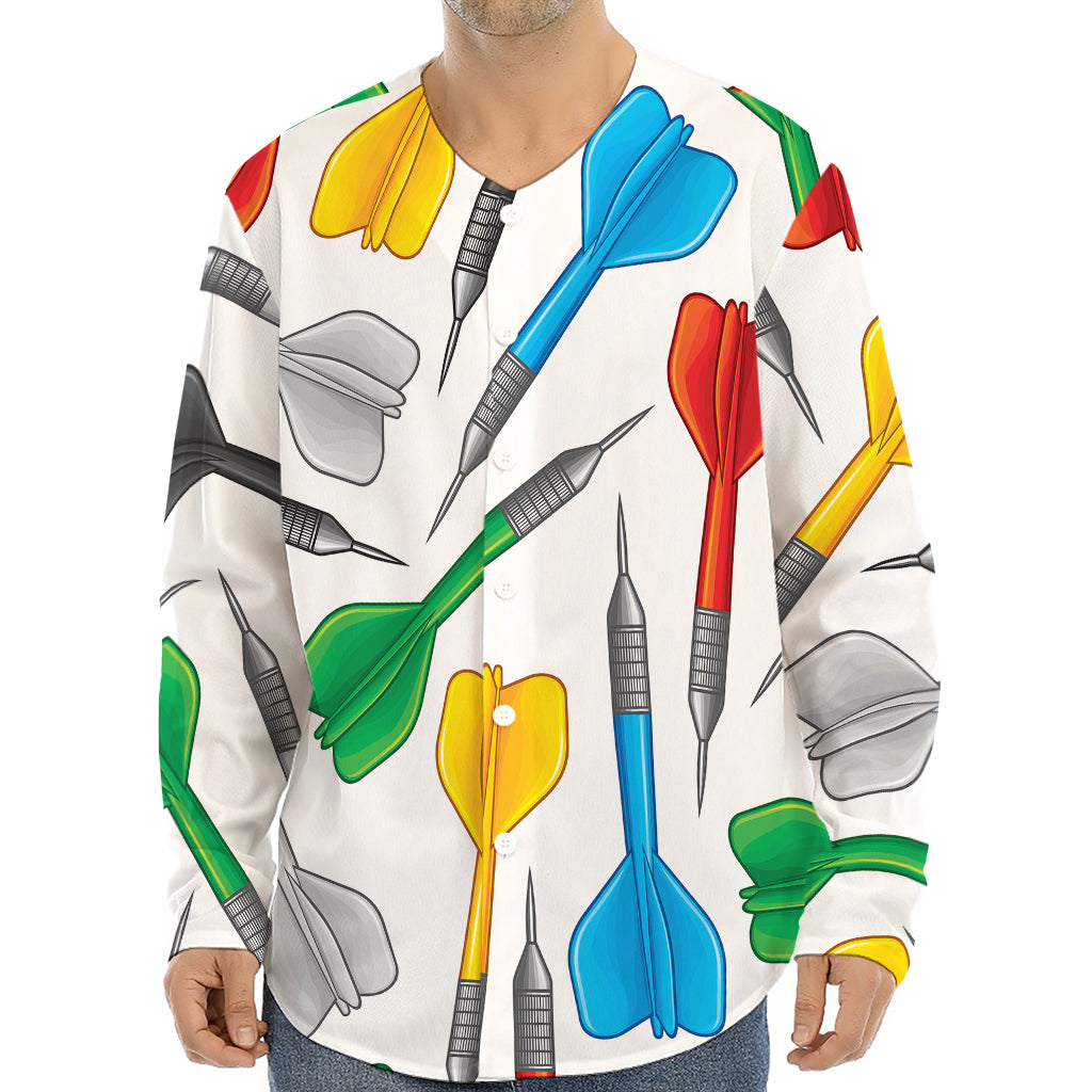 Colorful Darts Pattern Print Long Sleeve Baseball Jersey