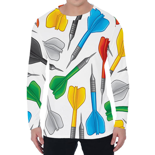 Colorful Darts Pattern Print Men's Long Sleeve T-Shirt