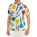 Colorful Darts Pattern Print Men's Short Sleeve Rash Guard