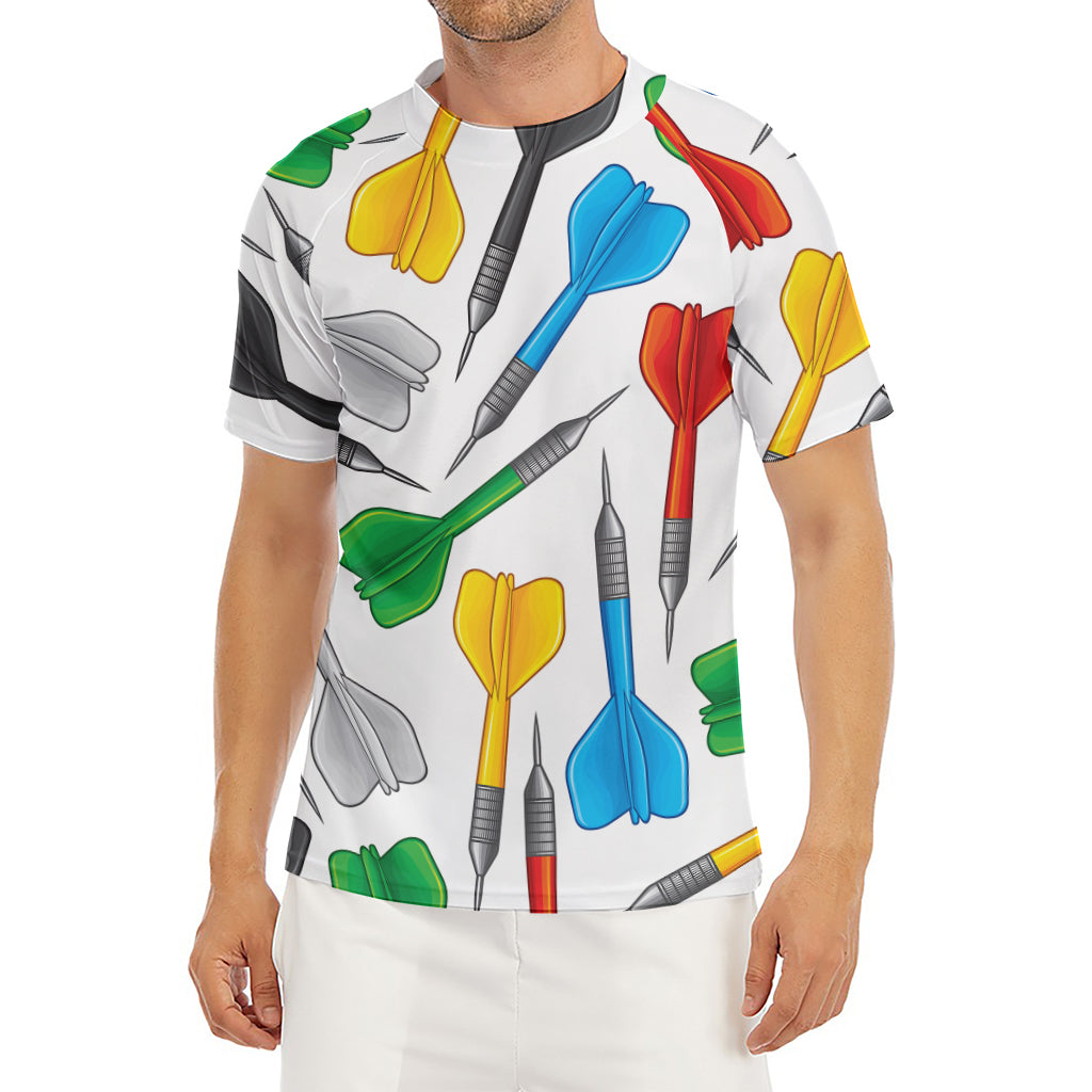 Colorful Darts Pattern Print Men's Short Sleeve Rash Guard