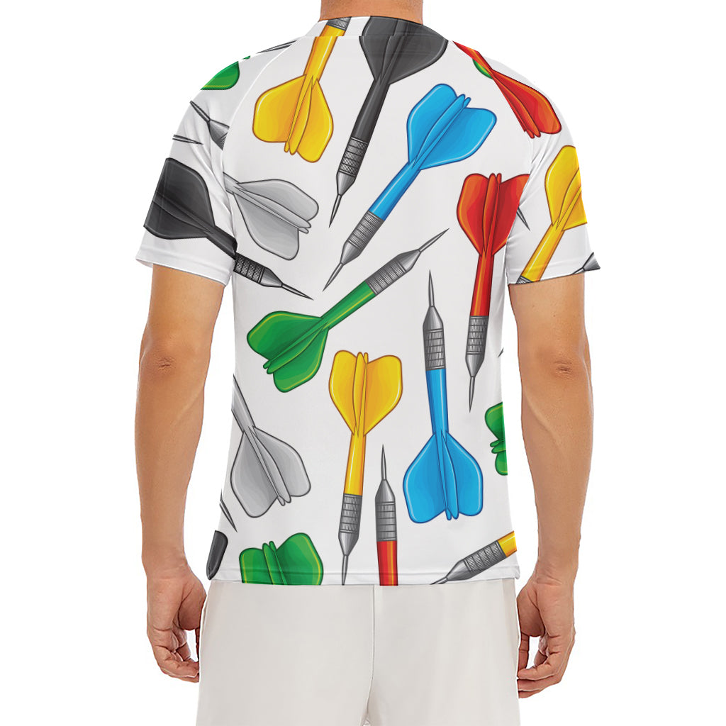 Colorful Darts Pattern Print Men's Short Sleeve Rash Guard