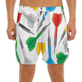 Colorful Darts Pattern Print Men's Split Running Shorts