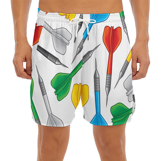 Colorful Darts Pattern Print Men's Split Running Shorts