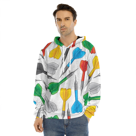 Colorful Darts Pattern Print Men's Velvet Pullover Hoodie