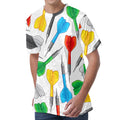 Colorful Darts Pattern Print Men's Velvet T-Shirt