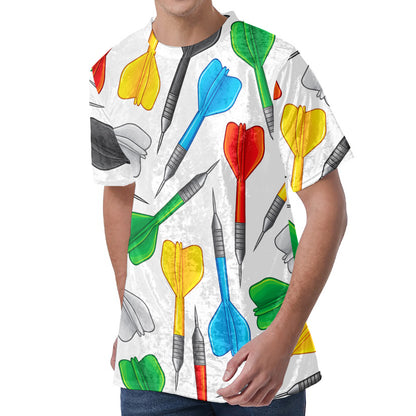 Colorful Darts Pattern Print Men's Velvet T-Shirt