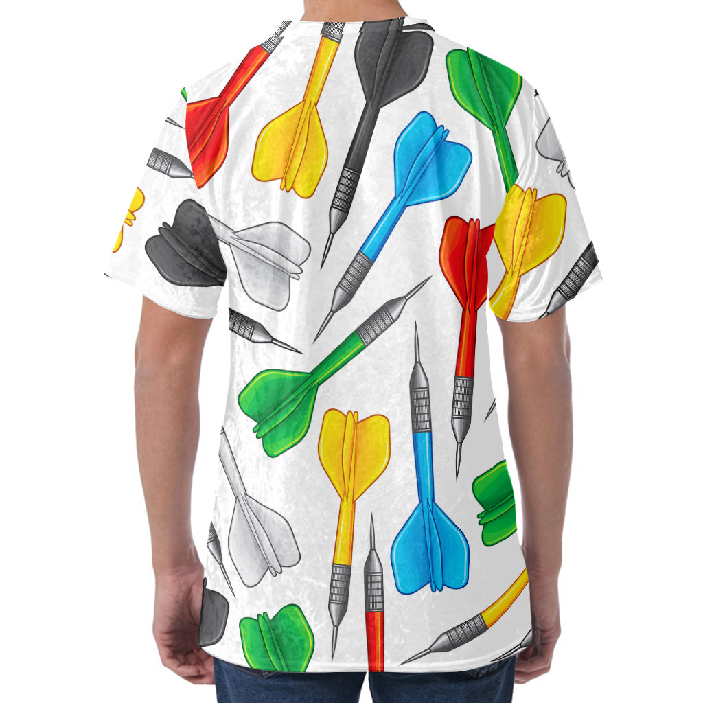 Colorful Darts Pattern Print Men's Velvet T-Shirt