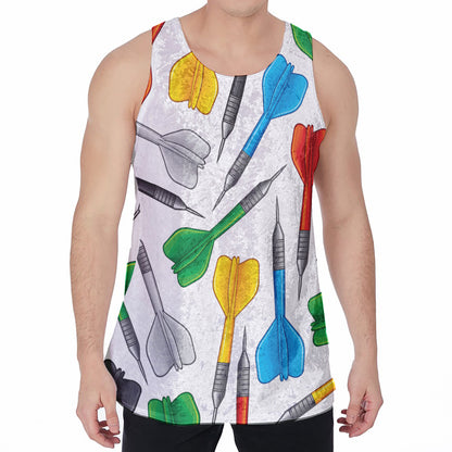 Colorful Darts Pattern Print Men's Velvet Tank Top
