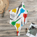 Colorful Darts Pattern Print One Shoulder Bodysuit