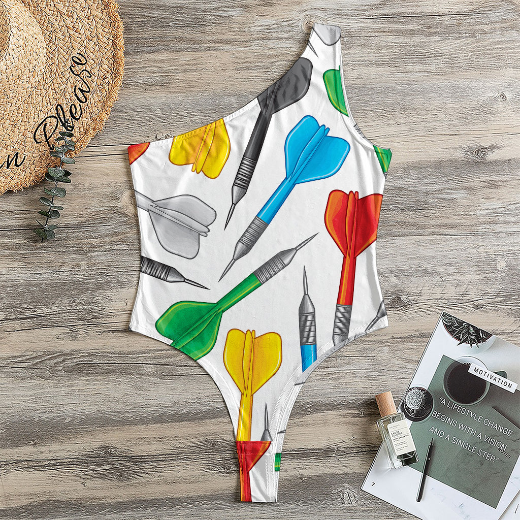 Colorful Darts Pattern Print One Shoulder Bodysuit