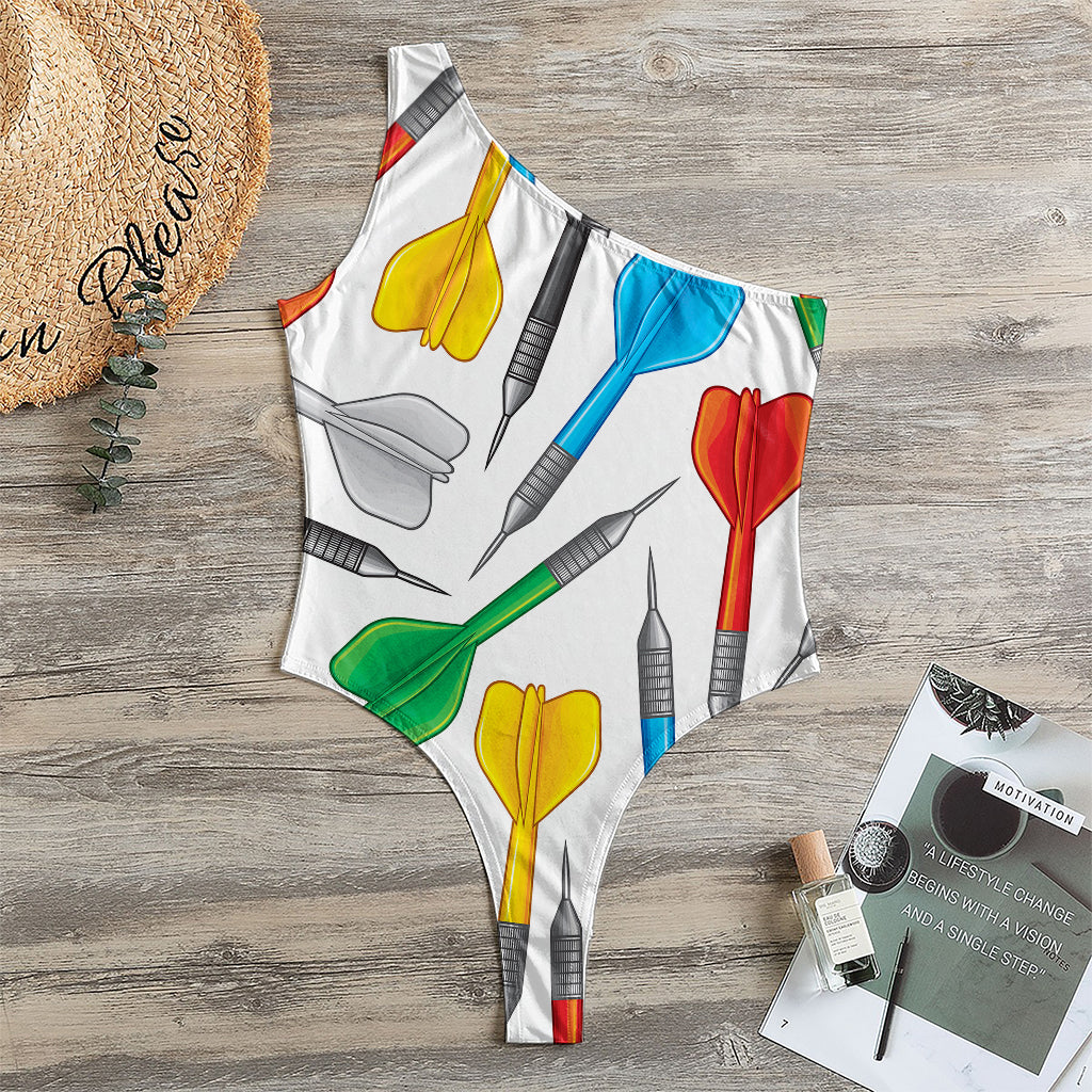 Colorful Darts Pattern Print One Shoulder Bodysuit