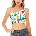 Colorful Darts Pattern Print One Shoulder Crop Top
